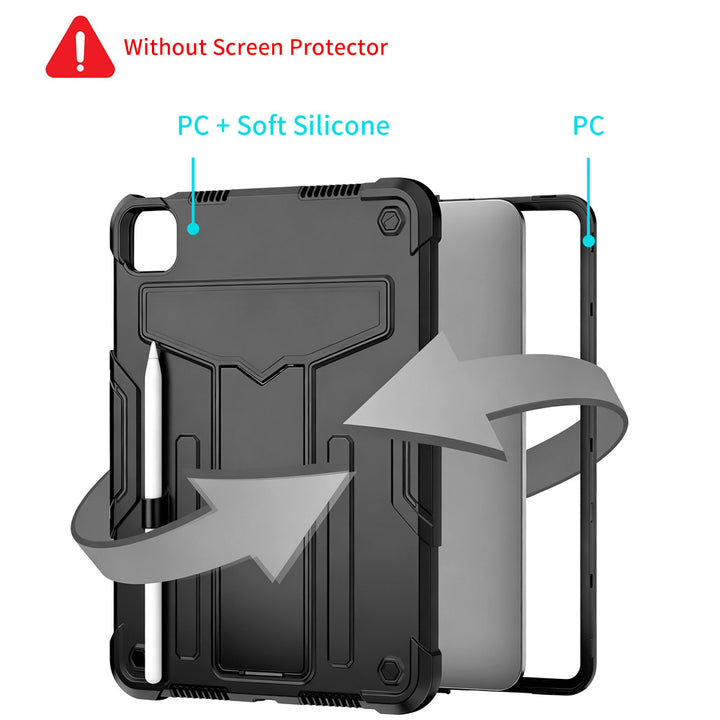 ARMOR-X iPad Pro 11 (M4) / (M5) shockproof case, impact protection cover with kick stand. 3 layers impact resistant design.