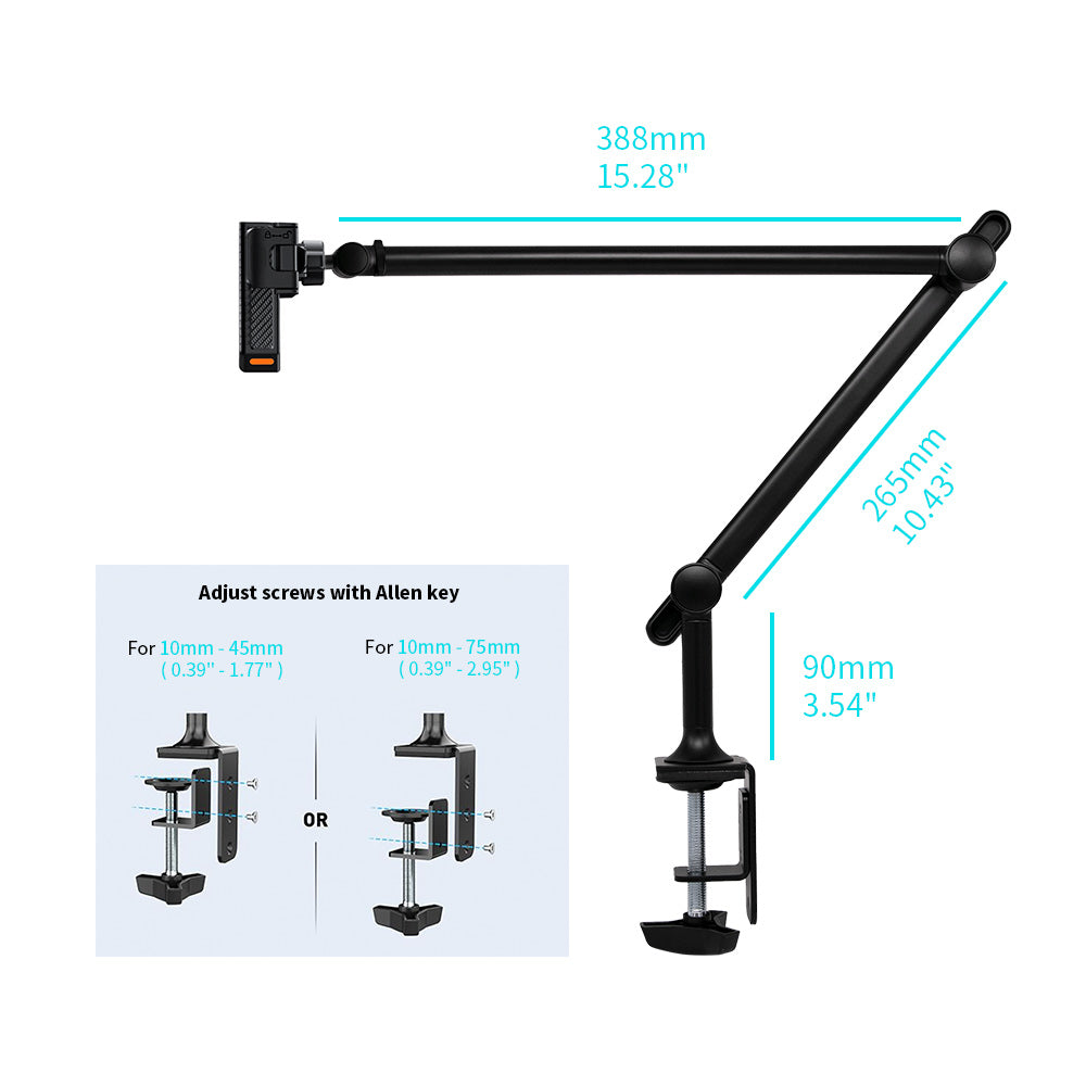 UCP-X141 | Aluminium Adjustable Arm Clamp Universal Mount | Design for Phone