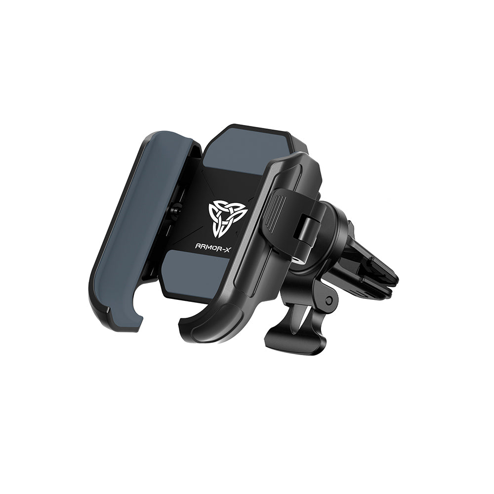 ARMOR-X car air vent clip universal mount for phone, mounting on the horizontal or vertical blades of the air outlet of the vehicle air conditioner.
