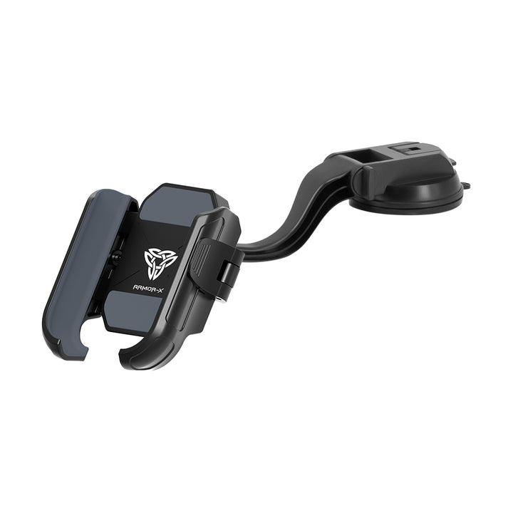 ARMOR-X car suction cup universal mount design for phone, great to use on car dashboard, console, windshield or other textured but flat & dry surfaces.