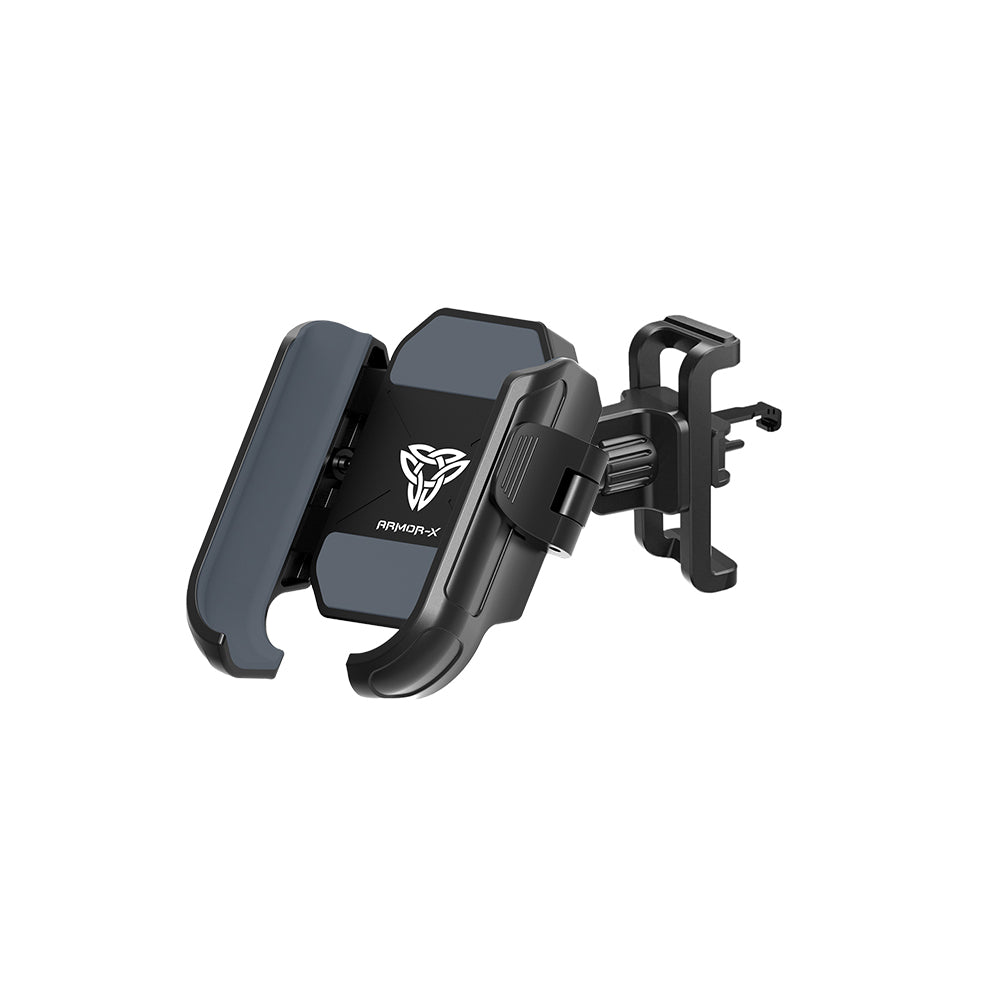 ARMOR-X Slidable Car Air Vent Universal Mount. Mounting on the blades of the air outlet of the vehicle air conditioner. Compatible with horizontal or vertical vents.