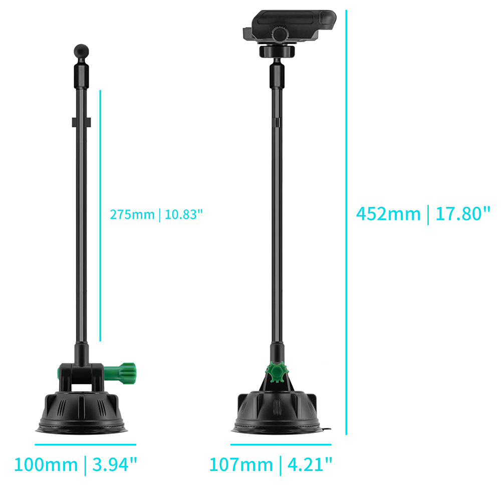 UCP-X183 | Truck / Work Van / Bus Dashboard Extra Long Suction Cup Car Universal Mount With Cable Management Design | Design for Phone