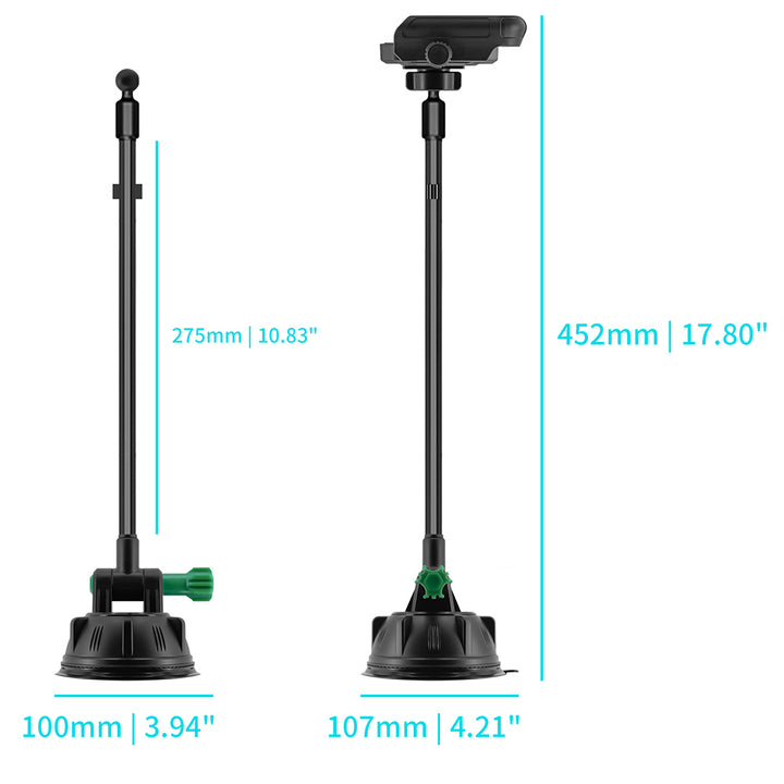 UCP-X183 | Truck / Work Van / Bus Dashboard Extra Long Suction Cup Car Universal Mount With Cable Management Design | Design for Phone