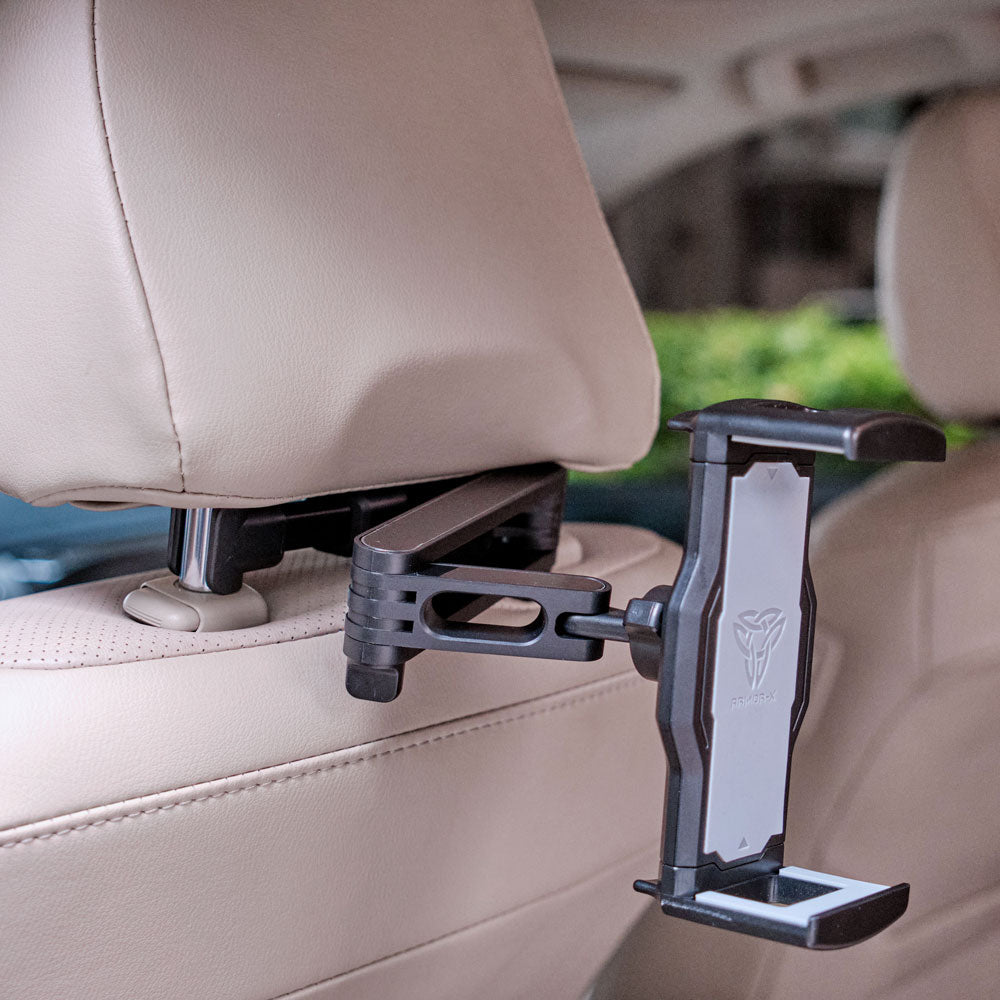 ARMOR-X Back Seat Mount for Tablet. Ideal for rear passengers watching movies, reading e-books, playing games, etc. during road trips.