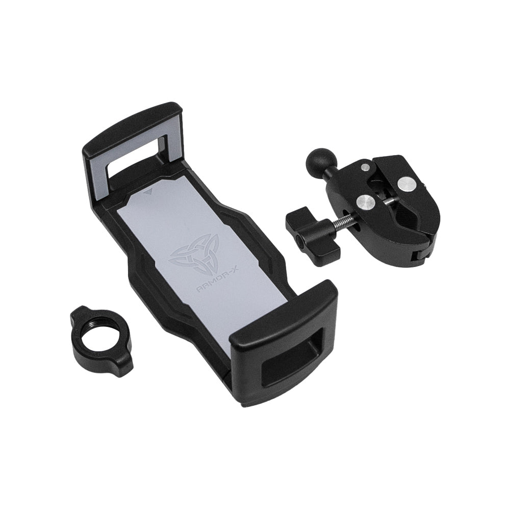 ARMOR-X Quick Release Handle Bar Mount, with the patented X-Mount system, free to rotate your device with full 360 degrees to get the best view.