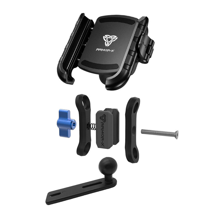 ARMOR-X Motorcycle Handlebar Pump Universal Mount for phone, free to rotate your device with full 360 degrees to get the best view.