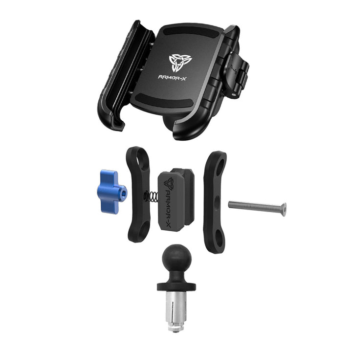 ARMOR-X Motorcycle Bike Universal Mount with Fork Stem Base for phone, free to rotate your device with full 360 degrees to get the best view.