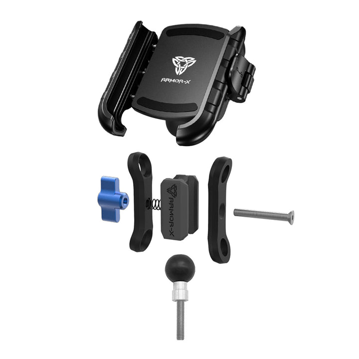 ARMOR-X M8 Screws Motorcycle Handlebar Clamp Base Universal Mount for phone, free to rotate your device with full 360 degrees to get the best view.