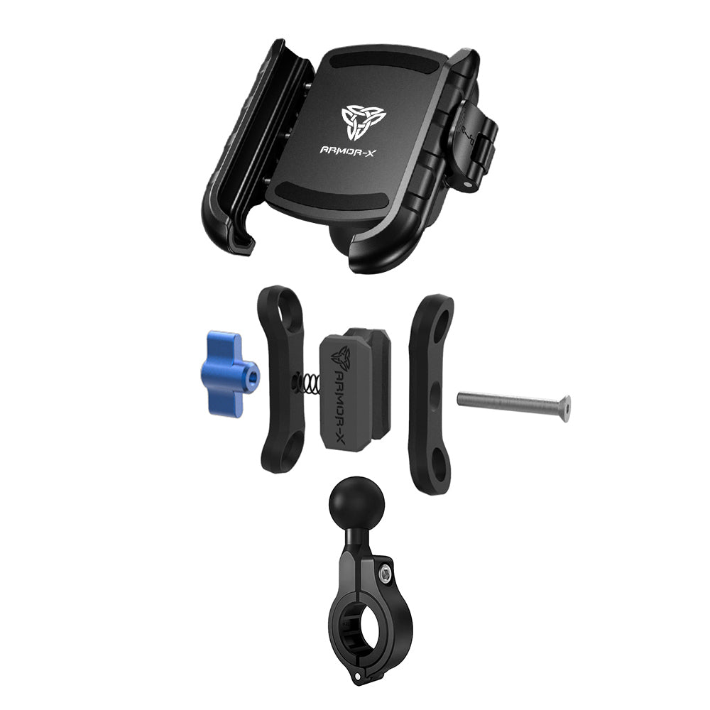 ARMOR-X Motorcycle Handlebar Universal Mount for phone, free to rotate your device with full 360 degrees to get the best view.