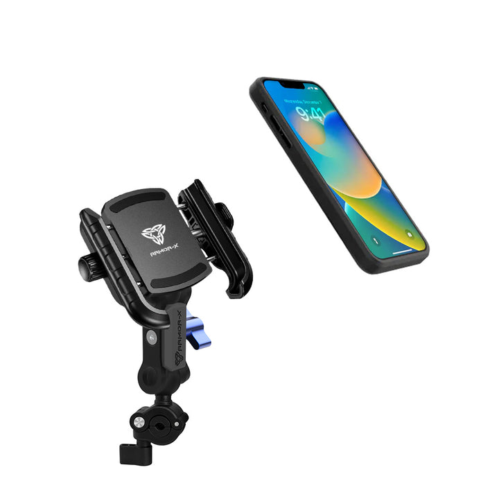 ARMOR-X Motorcycle Mirror Tube Mount Universal Mount for phone, free to rotate your device with full 360 degrees to get the best view.