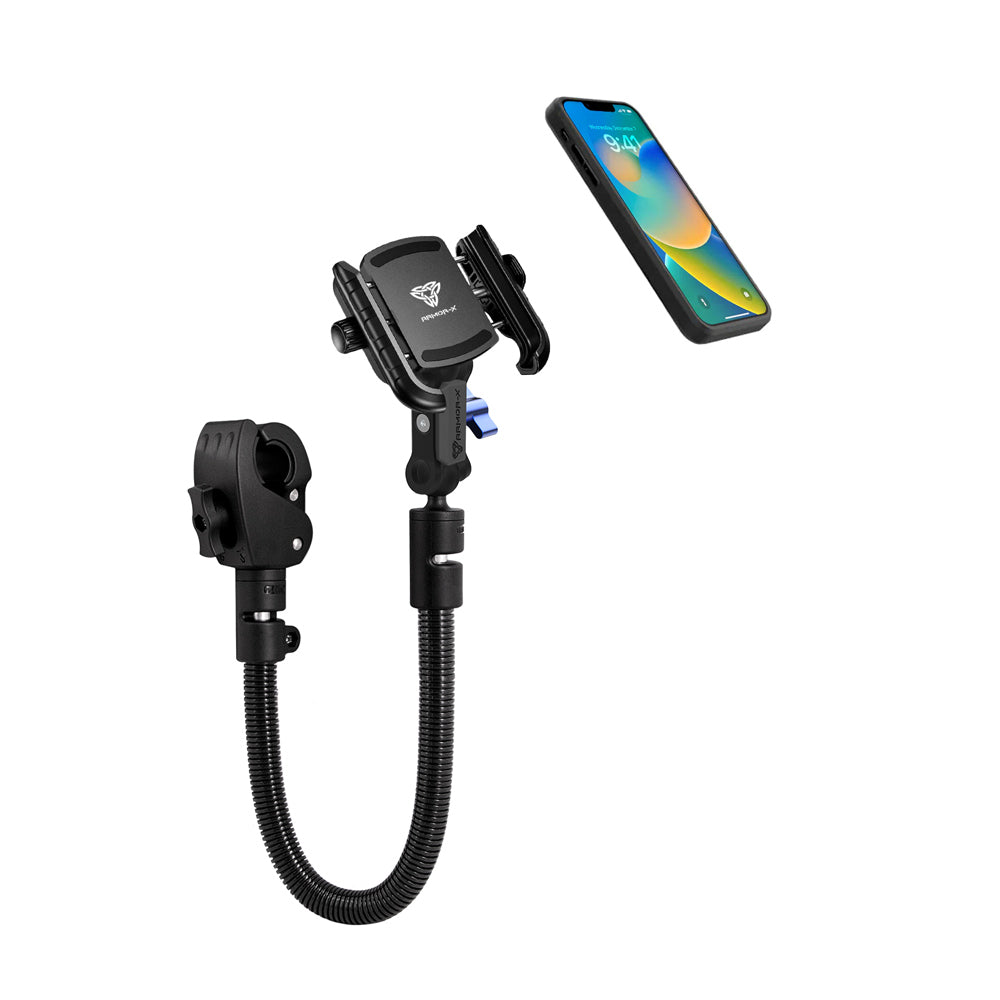 ARMOR-X Adjustable Gooseneck Tough Clamp Universal Mount for phone, free to rotate your device with full 360 degrees to get the best view.