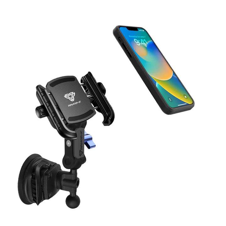 ARMOR-X Dual Ball Strong Suction Cup Universal Mount for phone, free to rotate your device with full 360 degrees to get the best view.