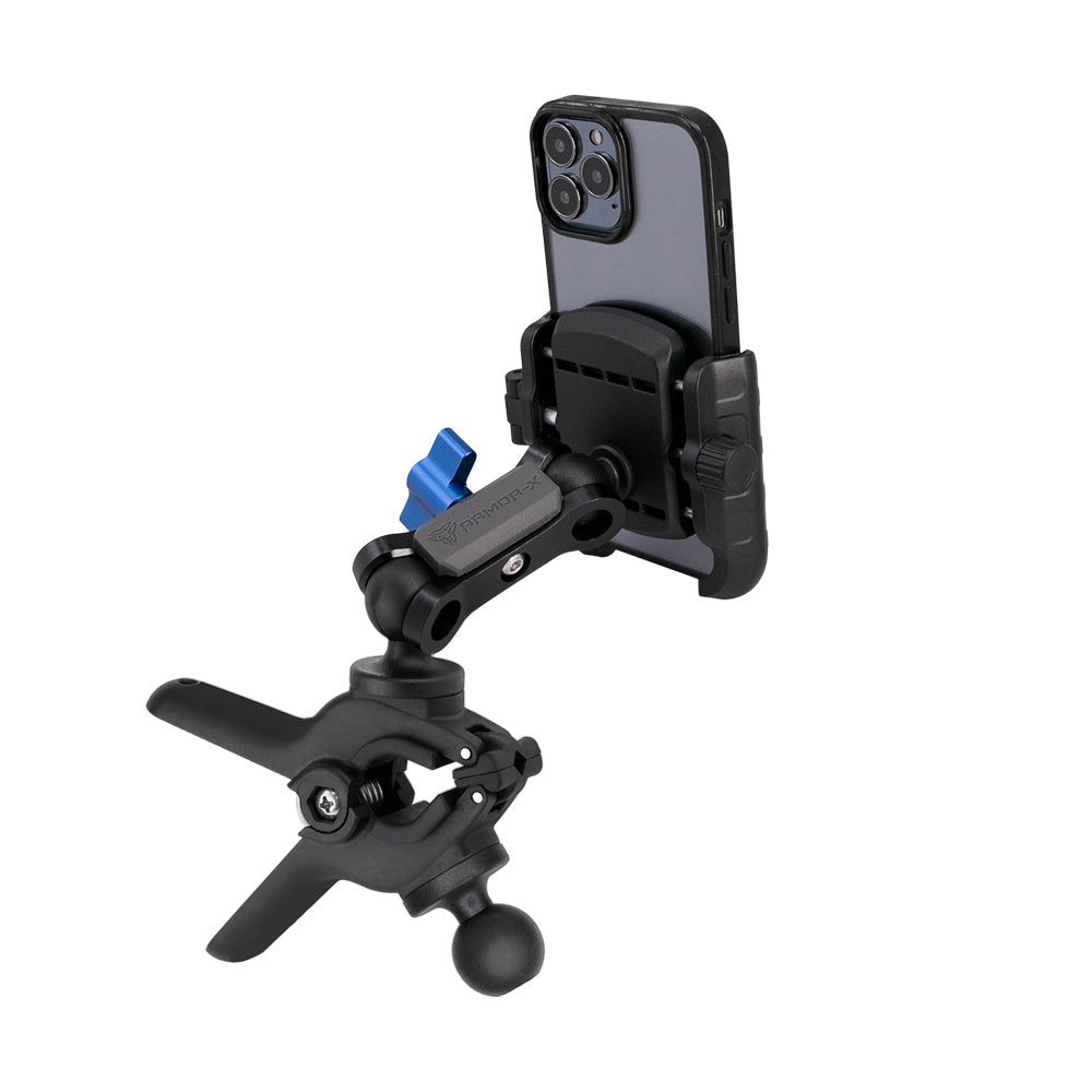 ARMOR-X Dual Ball Tough Spring Clamp Mount Universal Mount for phone, free to rotate your device with full 360 degrees to get the best view.