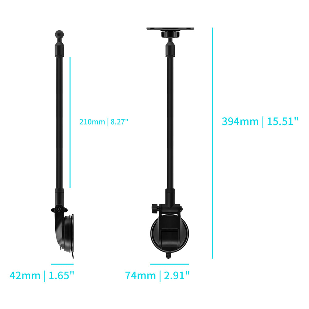 VSA-X172 |  Truck / Work Van / Bus Dashboard Extra Long Suction Cup VESA Mount ( 75x75mm | 50x50mm ) for ELD & Fleets | Design for Tablet