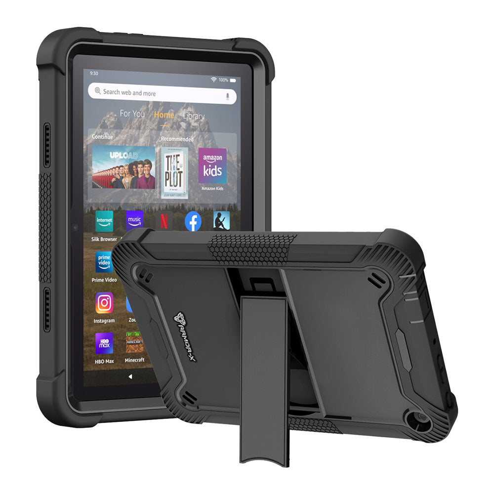 ARMOR-X Amazon Fire HD 8 / HD 8 Plus 2022 shockproof case, impact protection cover. Rugged case with kick stand.