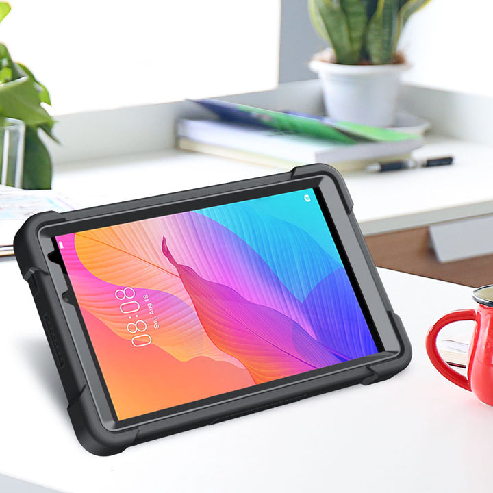 ARMOR-X Huawei MatePad T8 8.0 shockproof case, impact protection cover with kick stand. Rugged case with kick stand. Hand free typing, drawing, video watching.