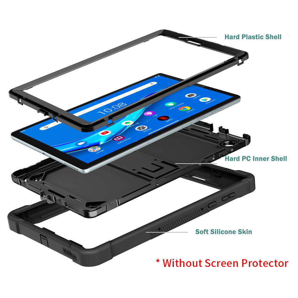 ARMOR-X Lenovo Tab M10 Plus TB-X606 shockproof case, impact protection cover with kick stand. Rugged case with kick stand. Ultra 3 layers impact resistant design.