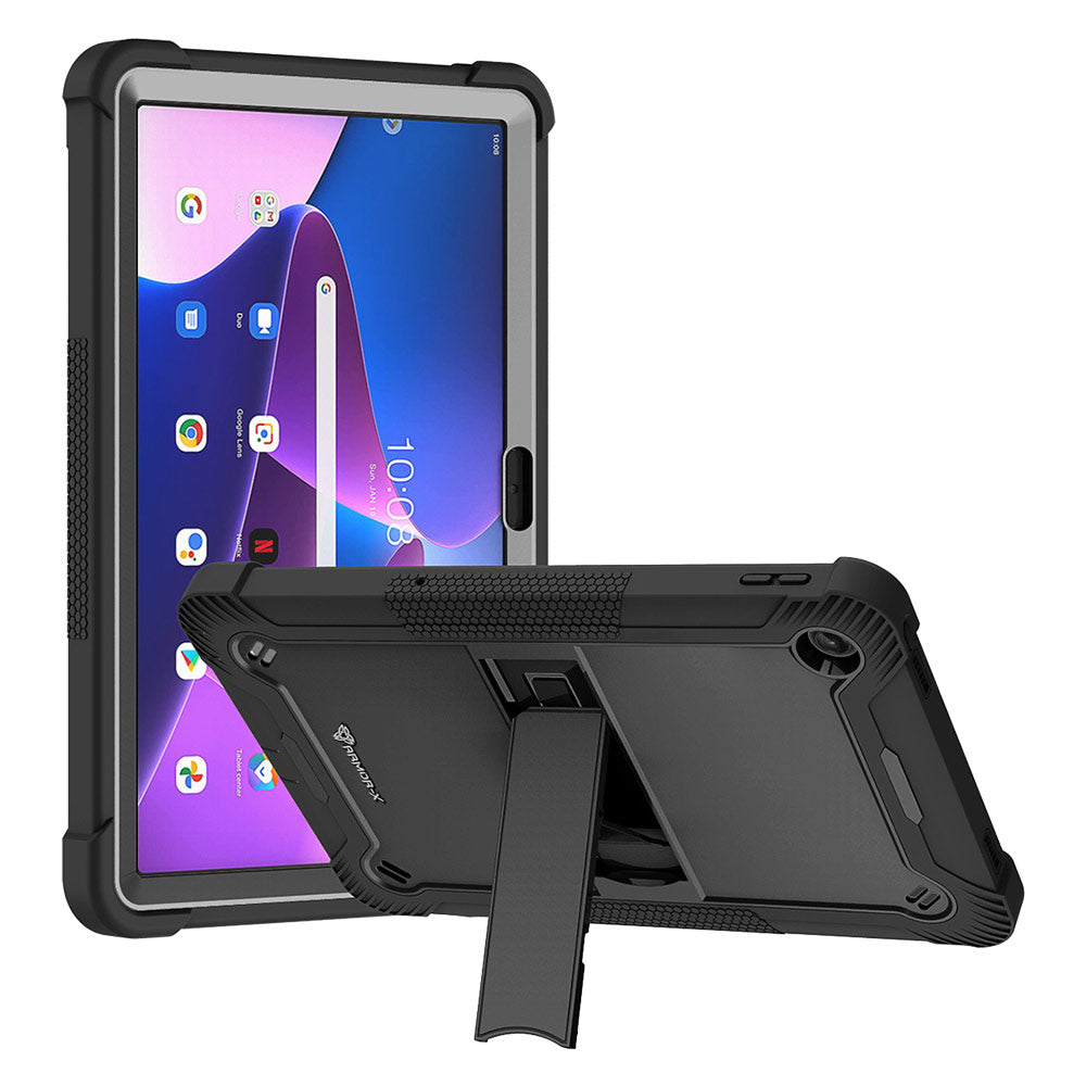 ARMOR-X Lenovo Tab M10 Plus 10.6 ( Gen3 ) TB125FU shockproof case, impact protection cover. Rugged case with kick stand.