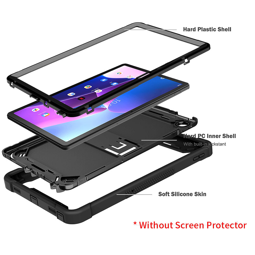 ARMOR-X Lenovo Tab M10 Plus 10.6 ( Gen3 ) TB125FU shockproof case, impact protection cover with kick stand. Rugged case with kick stand. Ultra 3 layers impact resistant design.