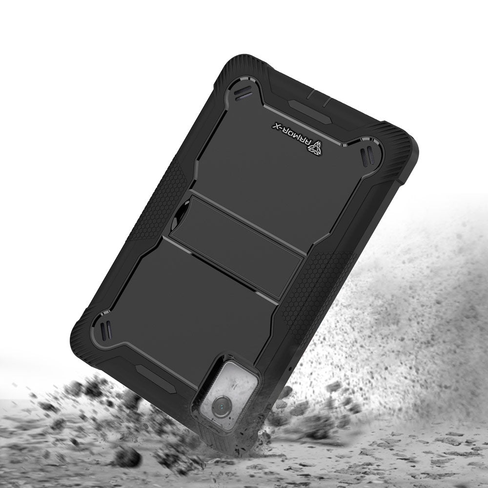 ARMOR-X Lenovo Tab M11 TB330 shockproof case, impact protection cover with kick stand. Rugged protective case with the best dropproof protection.