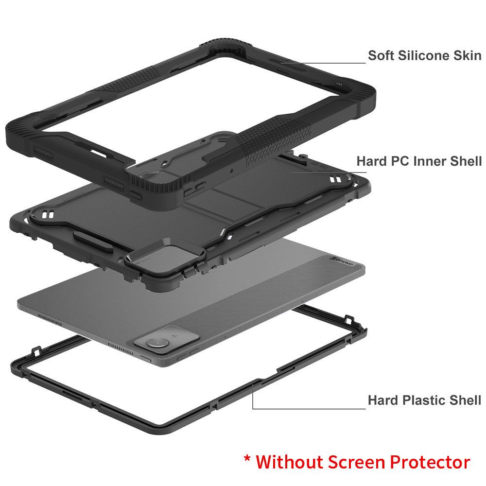 ARMOR-X Lenovo Tab M11 TB330 shockproof case, impact protection cover with kick stand. Rugged case with kick stand. Ultra 3 layers impact resistant design.