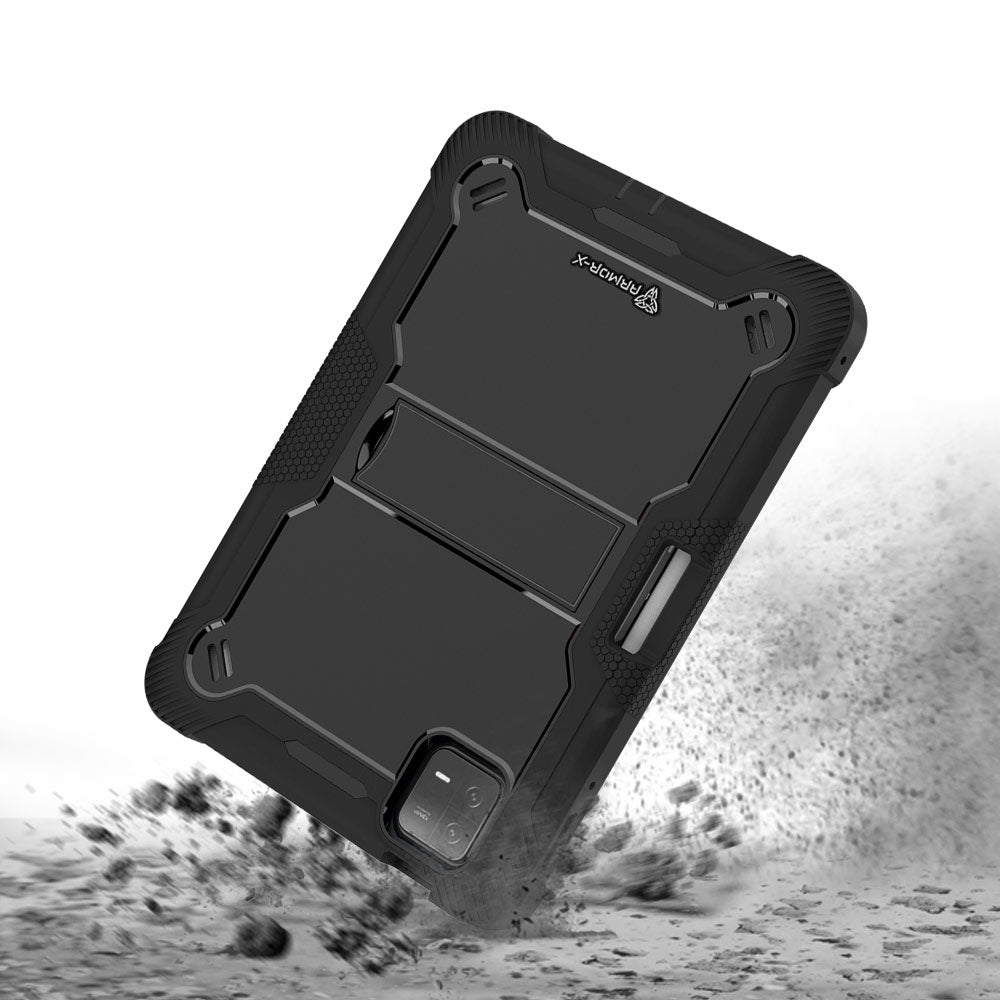 ARMOR-X Xiaomi Pad 6 / 6 Pro shockproof case, impact protection cover with kick stand. Rugged protective case with the best dropproof protection.