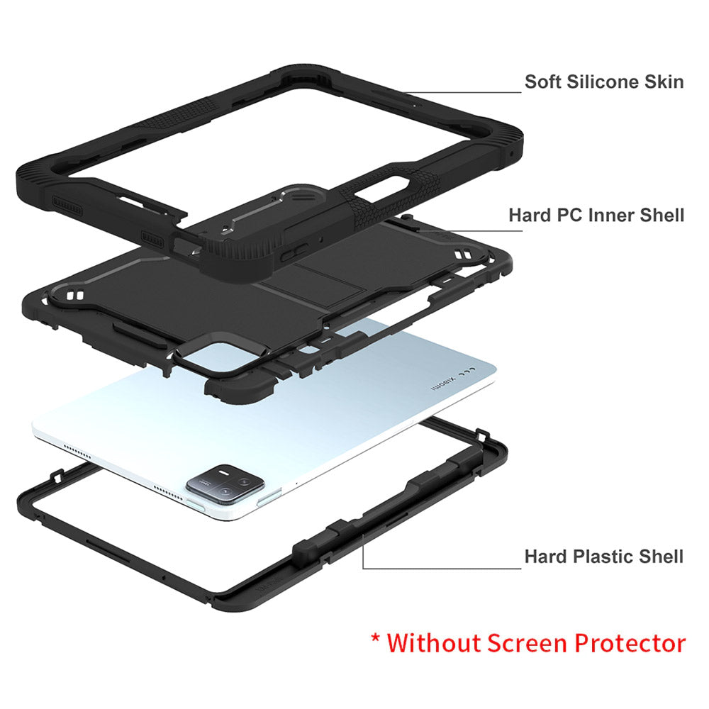 ARMOR-X Xiaomi Pad 6 / 6 Pro shockproof case, impact protection cover with kick stand. Rugged case with kick stand. Ultra 3 layers impact resistant design.