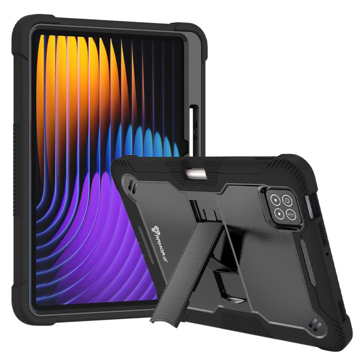 ARMOR-X Xiaomi Pad 7 / 7 Pro shockproof case, impact protection cover. Rugged case with kick stand.