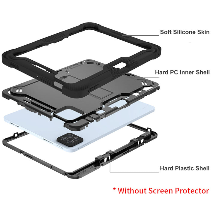 ARMOR-X Xiaomi Pad 7 / 7 Pro shockproof case, impact protection cover with kick stand. Rugged case with kick stand. Ultra 3 layers impact resistant design.