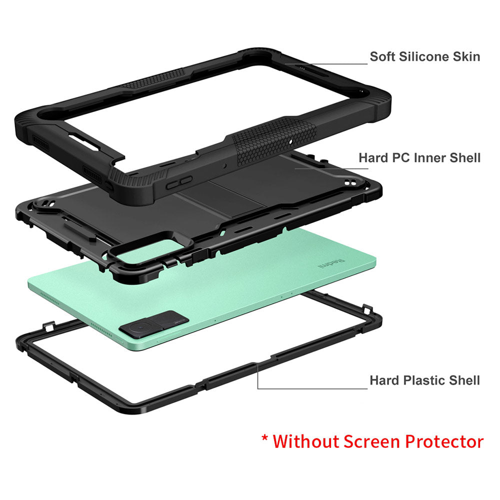 ARMOR-X Xiaomi Redmi Pad shockproof case, impact protection cover with kick stand. Rugged case with kick stand. Ultra 3 layers impact resistant design.