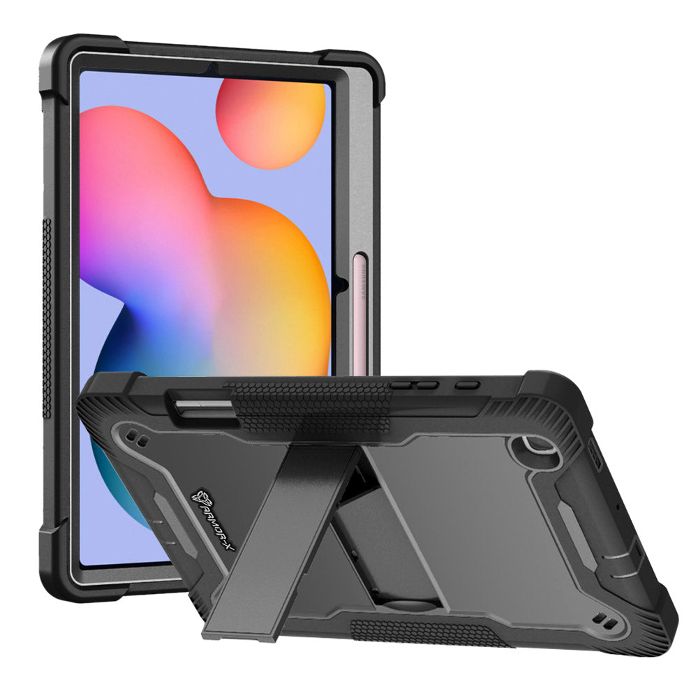 ARMOR-X Samsung Galaxy Tab S6 Lite SM-P620 P625 (2024) / SM-P613 P619 (2022) / SM-P610 P615 (2020) shockproof case, impact protection cover. Rugged case with kick stand.