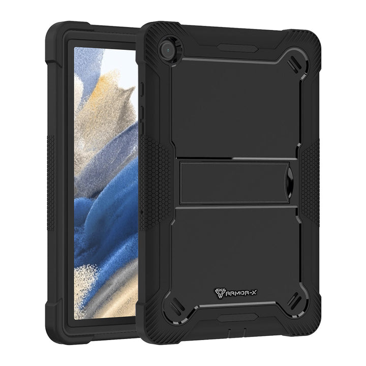 ARMOR-X Samsung Galaxy Tab A8 SM-X200 / X205 shockproof case, impact protection cover with kick stand. Rugged case with kick stand. Hand free typing, drawing, video watching.