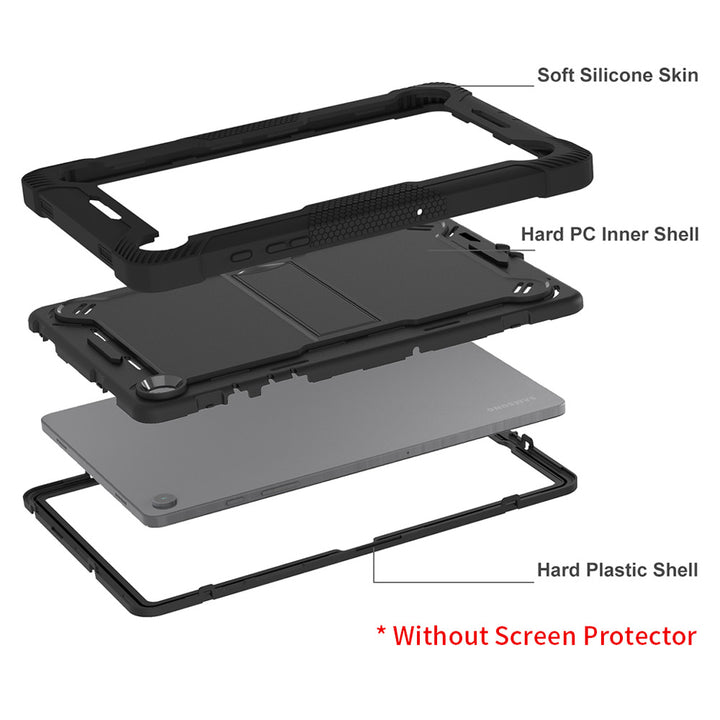ARMOR-X Samsung Galaxy Tab A11+ A11 Plus ( 11" ) SM-X230 / SM-X235 / SM-X236 shockproof case, impact protection cover with kick stand. Rugged case with kick stand. Ultra 3 layers impact resistant design.