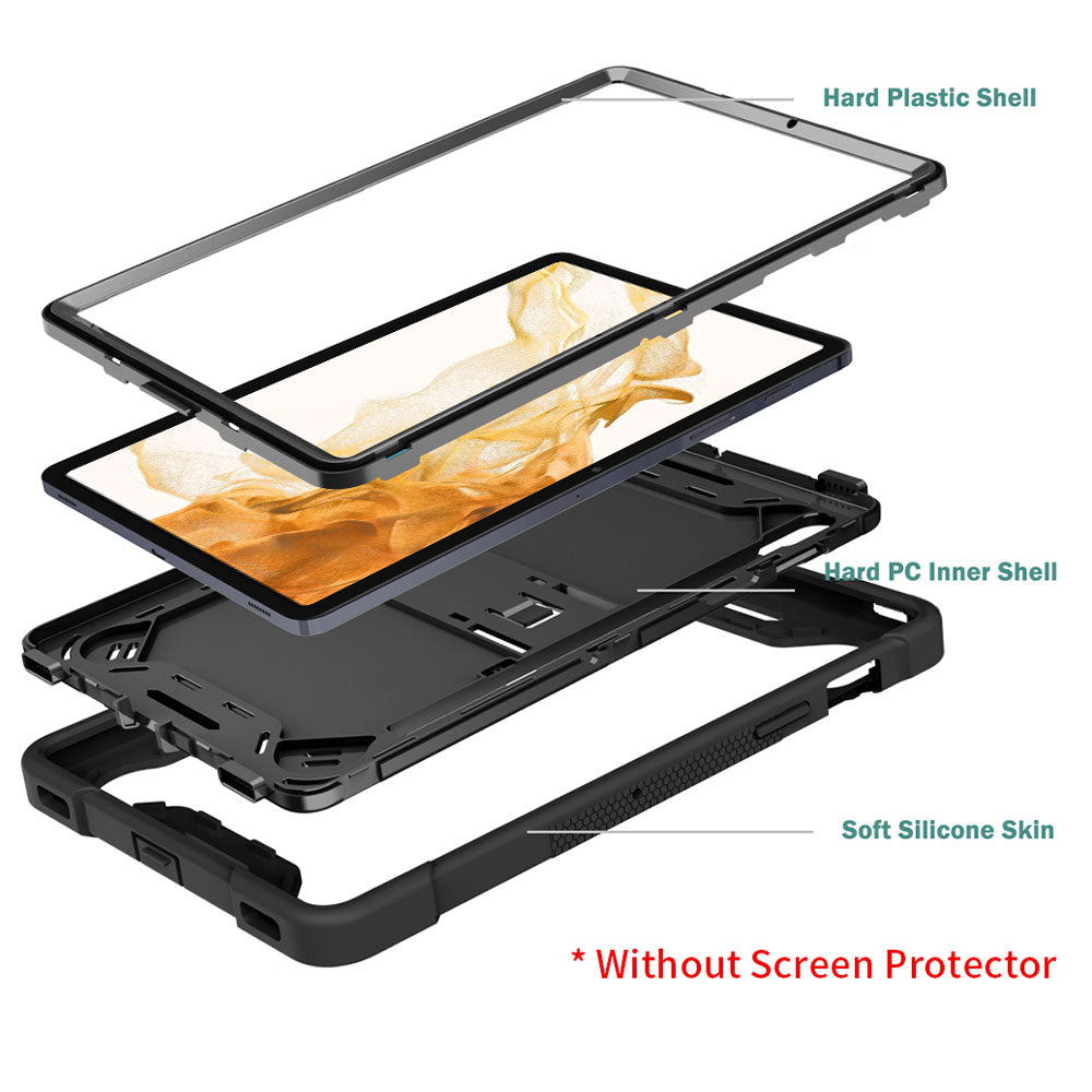 ARMOR-X Samsung Galaxy Tab S7 SM-T870 / SM-T875 / SM-T876B shockproof case, impact protection cover with kick stand. Rugged case with kick stand. Ultra 3 layers impact resistant design.