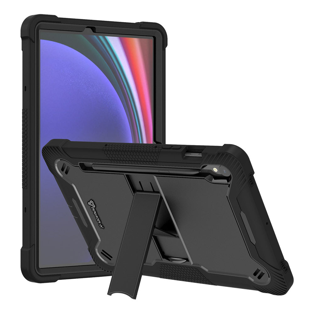 ARMOR-X Samsung Galaxy Tab S9 SM-X710 / X716 shockproof case, impact protection cover. Rugged case with kick stand.