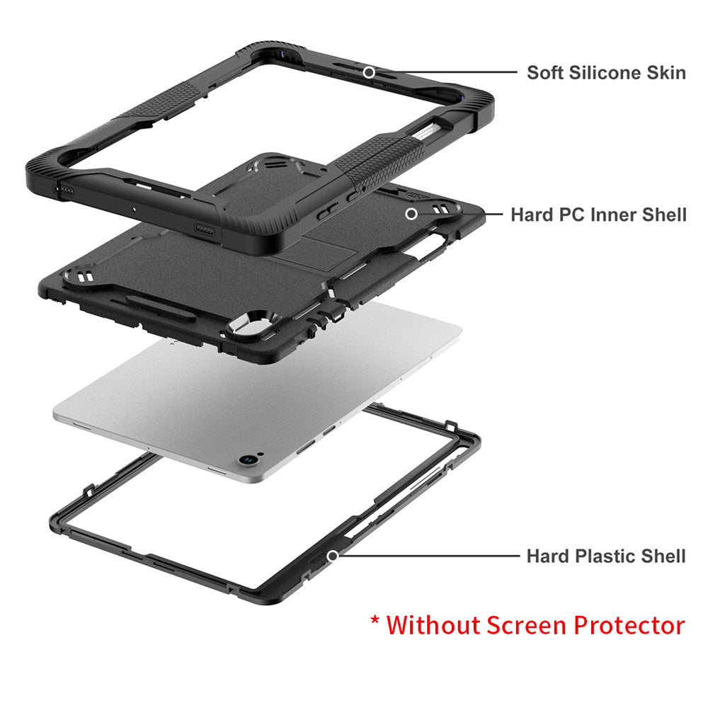 ARMOR-X Samsung Galaxy Tab S11 SM-X730 / X736 / X738 shockproof case, impact protection cover with kick stand. Rugged case with kick stand. Ultra 3 layers impact resistant design.