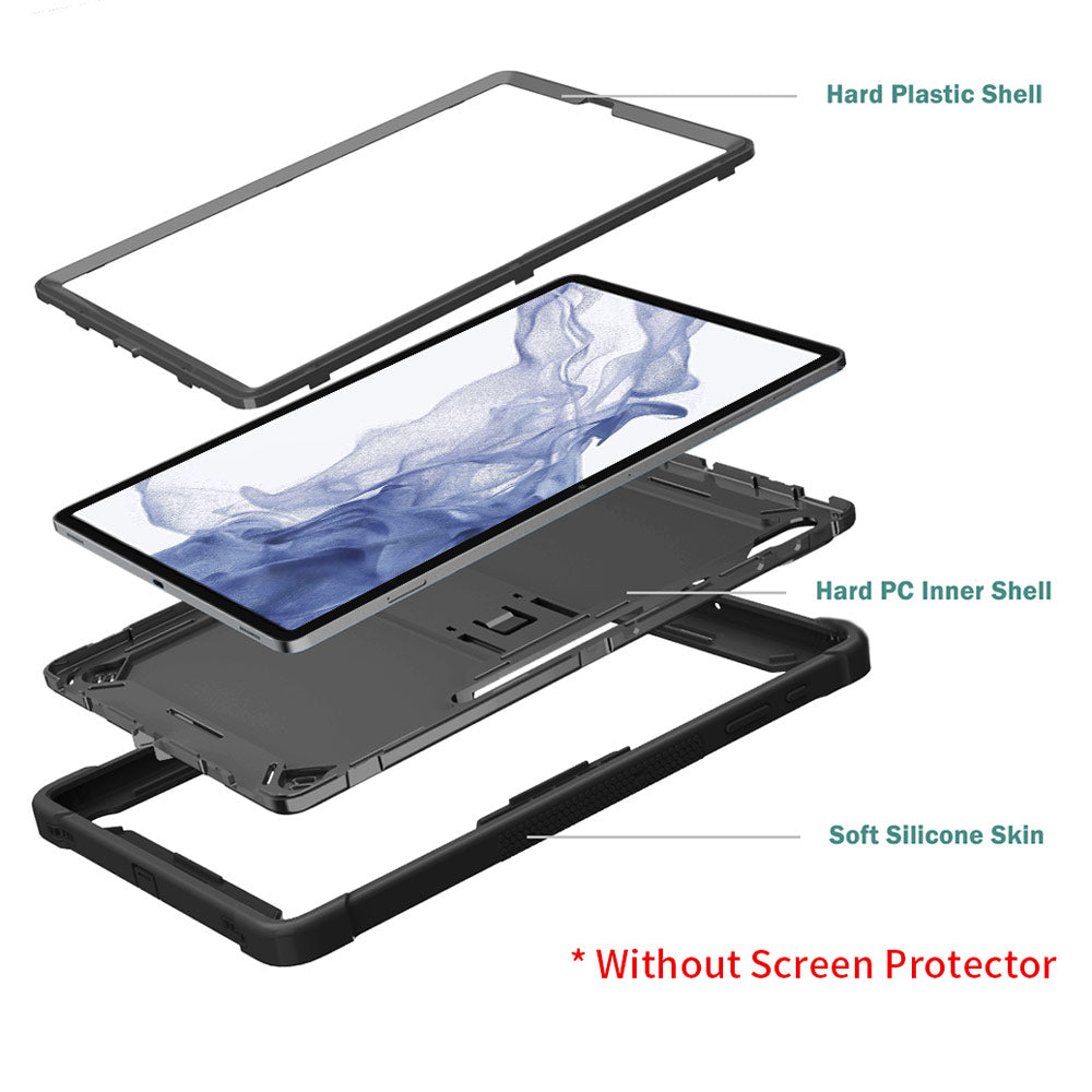 ARMOR-X Samsung Galaxy Tab S7 FE SM-T730 / T733 / T736B / T735NZ shockproof case, impact protection cover with kick stand. Rugged case with kick stand. Ultra 3 layers impact resistant design.