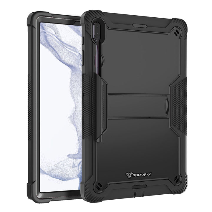 ARMOR-X Samsung Galaxy Tab S7 FE SM-T730 / T733 / T736B / T735NZ shockproof case, impact protection cover with kick stand. Rugged case with kick stand. Hand free typing, drawing, video watching.