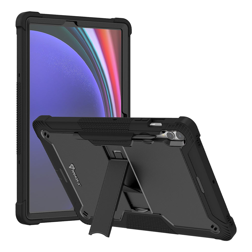 ARMOR-X Samsung Galaxy Tab S9+ S9 Plus SM-X810 / X816 shockproof case, impact protection cover. Rugged case with kick stand.