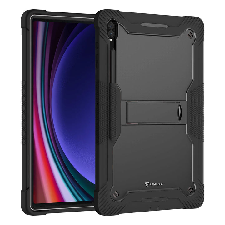 ARMOR-X Samsung Galaxy Tab S9 Ultra SM-X910 / X916 shockproof case, impact protection cover with kick stand. Rugged case with kick stand. Hand free typing, drawing, video watching.
