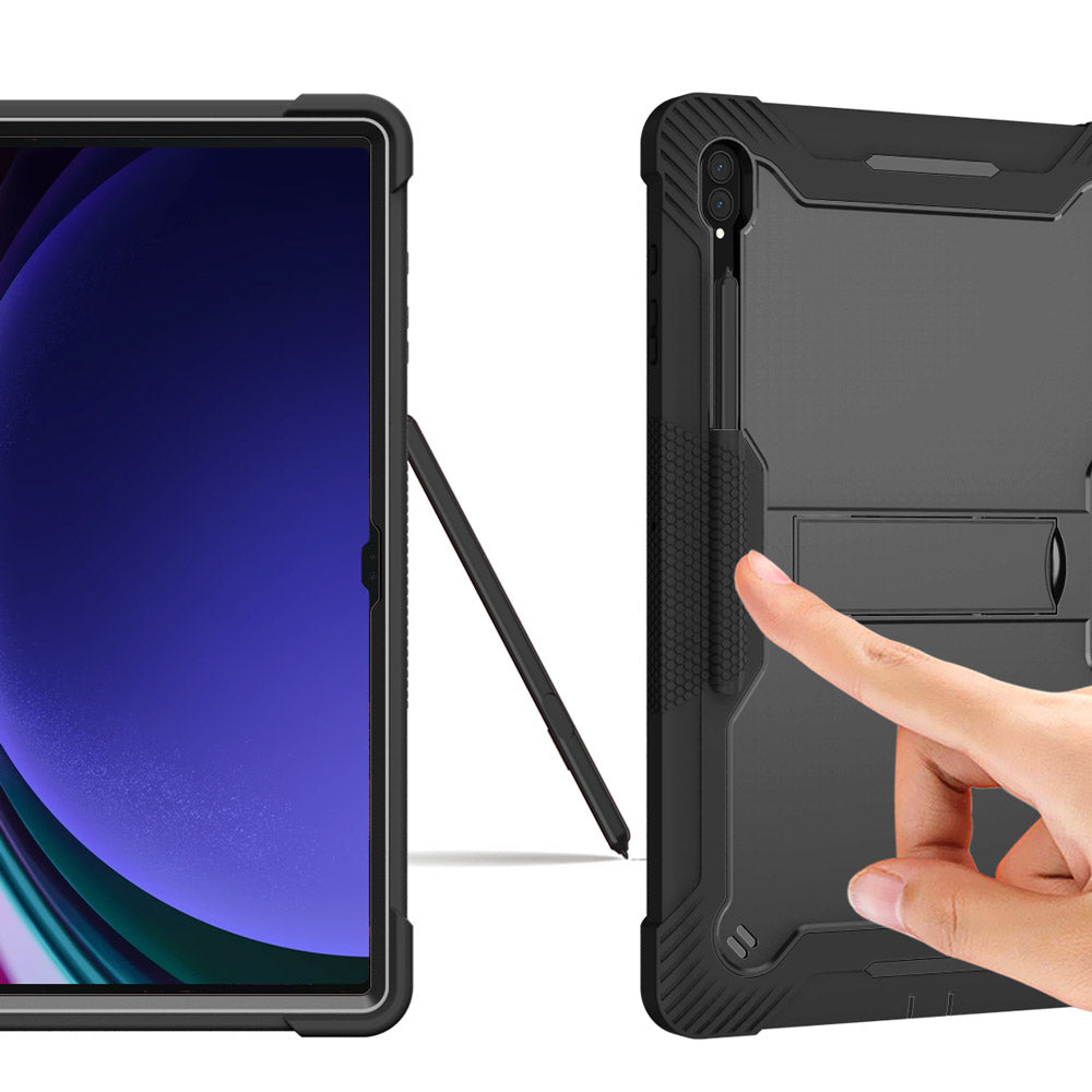 ARMOR-X Samsung Galaxy Tab S9 Ultra SM-X910 / X916 shockproof case, impact protection cover with kick stand. Rugged case with kick stand. Hand free typing, drawing, video watching.