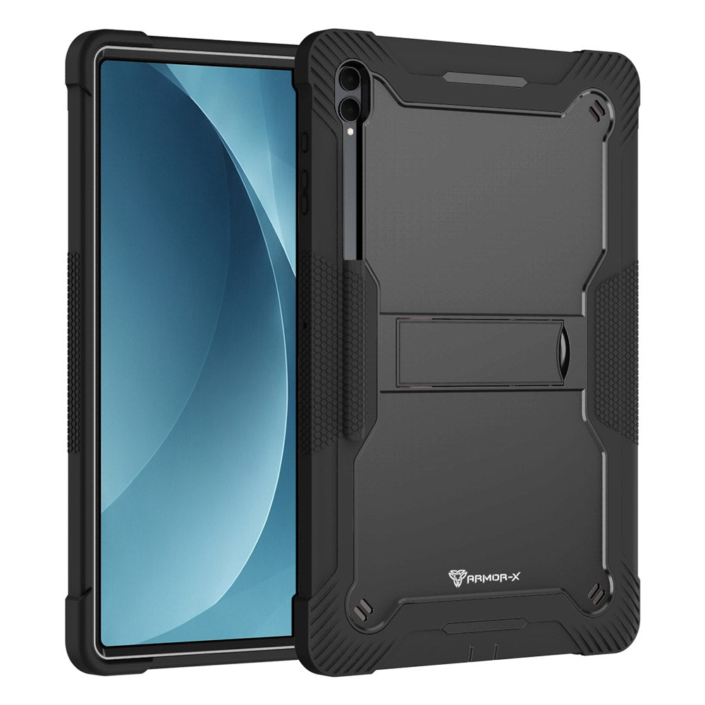 ARMOR-X Samsung Galaxy Tab S12 Ultra SM-X940 / X946 shockproof case, impact protection cover with kick stand. Rugged case with kick stand. Hand free typing, drawing, video watching.