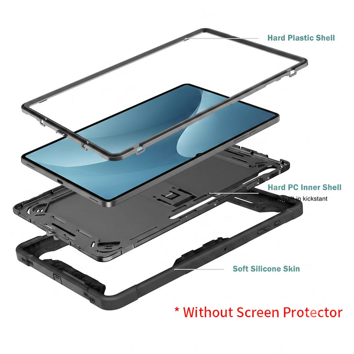 ARMOR-X Samsung Galaxy Tab S12 Ultra SM-X940 / X946 shockproof case, impact protection cover with kick stand. Rugged case with kick stand. Ultra 3 layers impact resistant design.