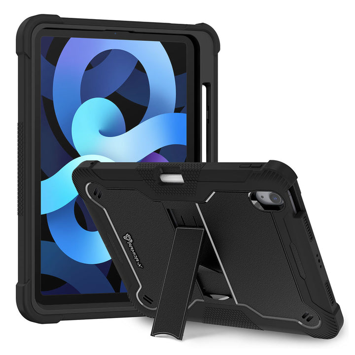 ARMOR-X iPad Air 4 2020 / iPad Air 5 2022 shockproof case, impact protection cover. Rugged case with kick stand.