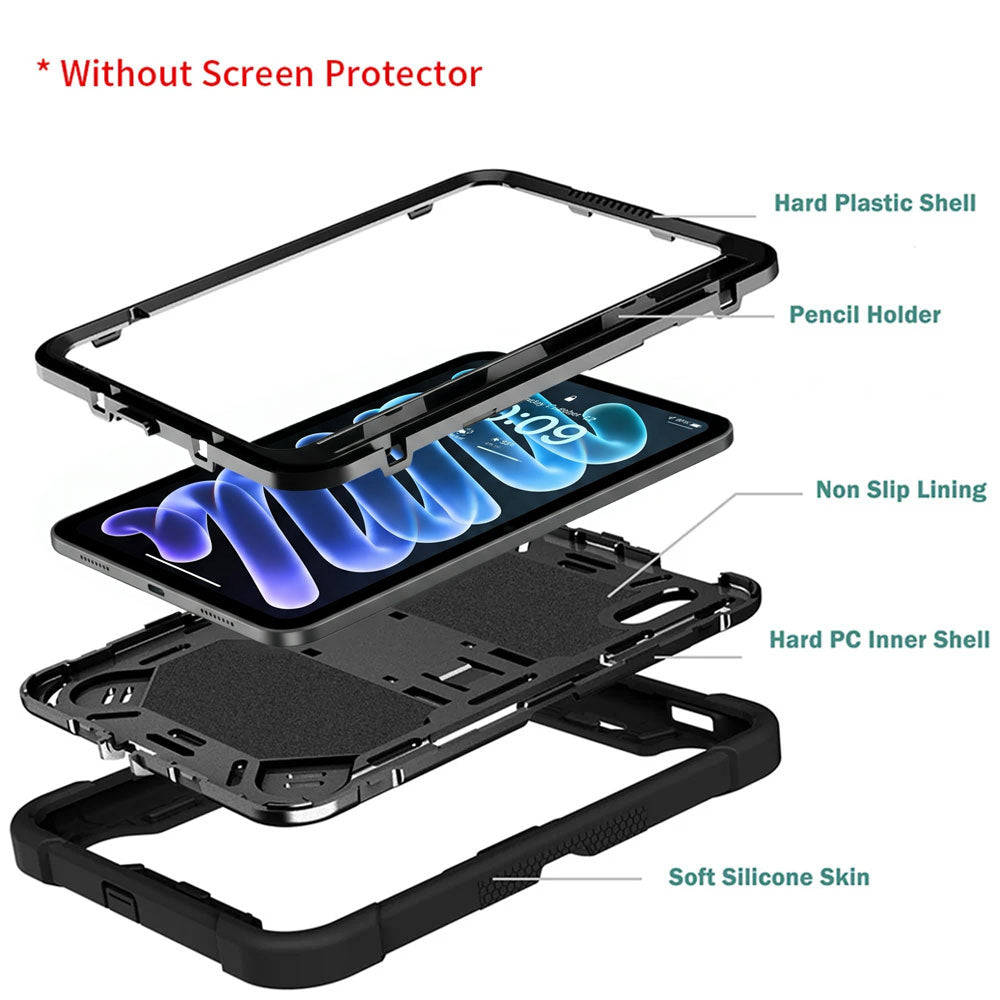 ARMOR-X iPad mini (A20 Pro) shockproof case, impact protection cover with kick stand. Rugged case with kick stand. Ultra 3 layers impact resistant design.