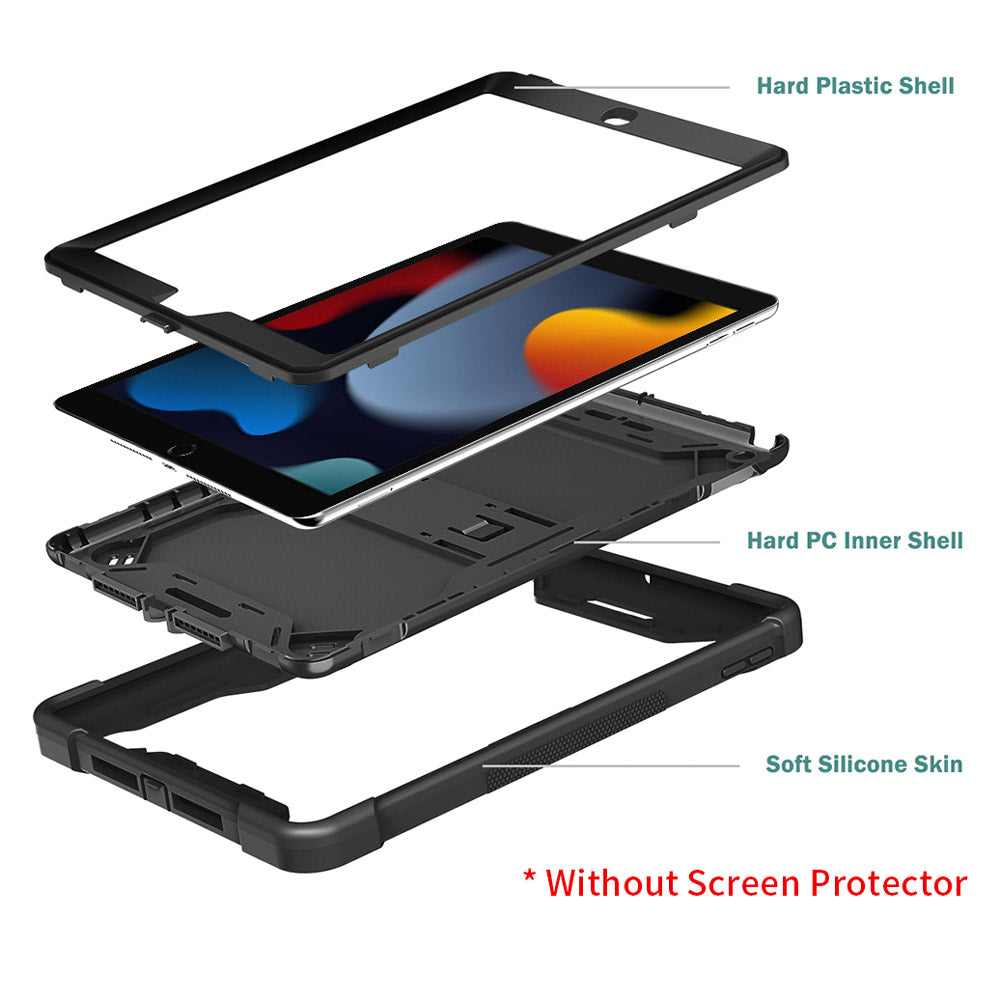 ARMOR-X iPad 10.2 (7th & 8th & 9th Gen.) 2019 / 2020 / 2021 shockproof case, impact protection cover with kick stand. Rugged case with kick stand. Ultra 3 layers impact resistant design.