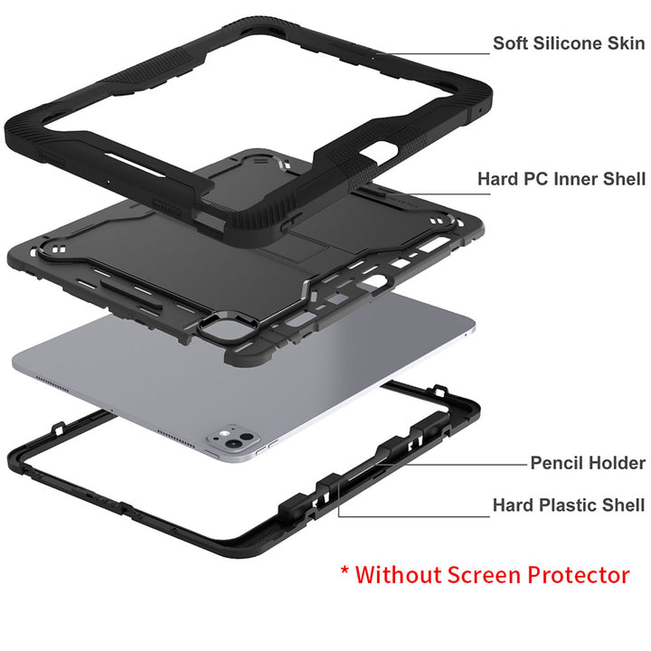 ARMOR-X iPad Pro 13 ( M4 ) shockproof case, impact protection cover with kick stand. Rugged case with kick stand. Ultra 3 layers impact resistant design.