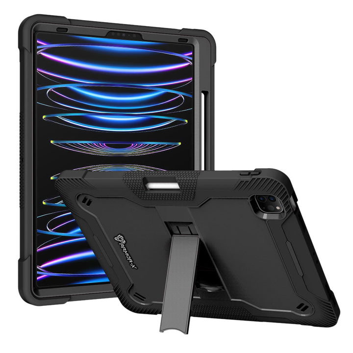 ARMOR-X iPad Pro 12.9 ( 3rd / 4th / 5th / 6th Gen. ) 2018 / 2020 / 2021 / 2022 shockproof case, impact protection cover. Rugged case with kick stand.