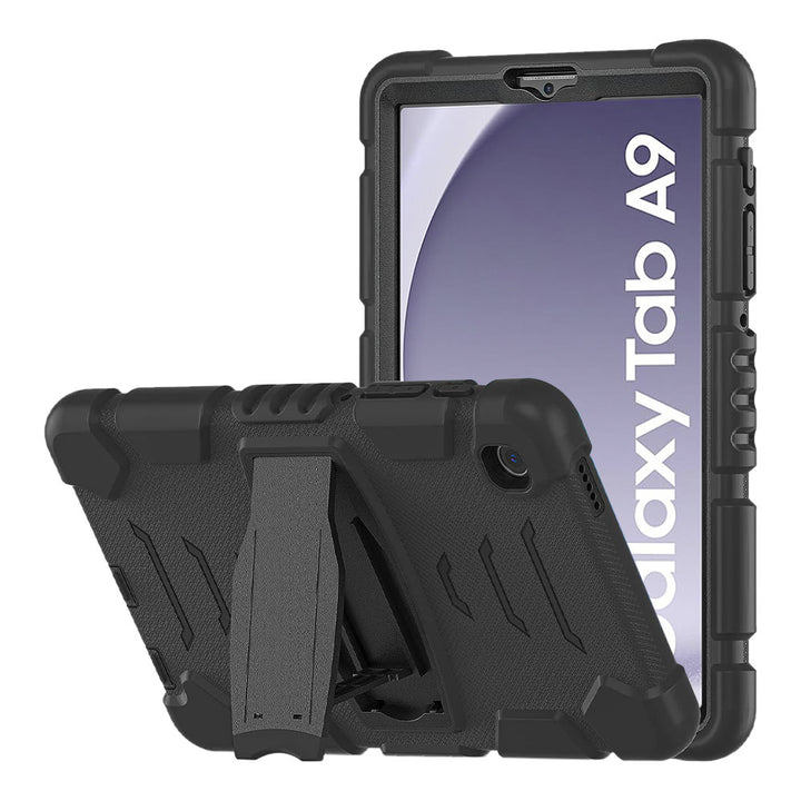 ARMOR-X Samsung Galaxy Tab A9 SM-X110 / SM-X115 shockproof case, impact protection cover. Rugged case with kick stand. Hand free typing, drawing, video watching.