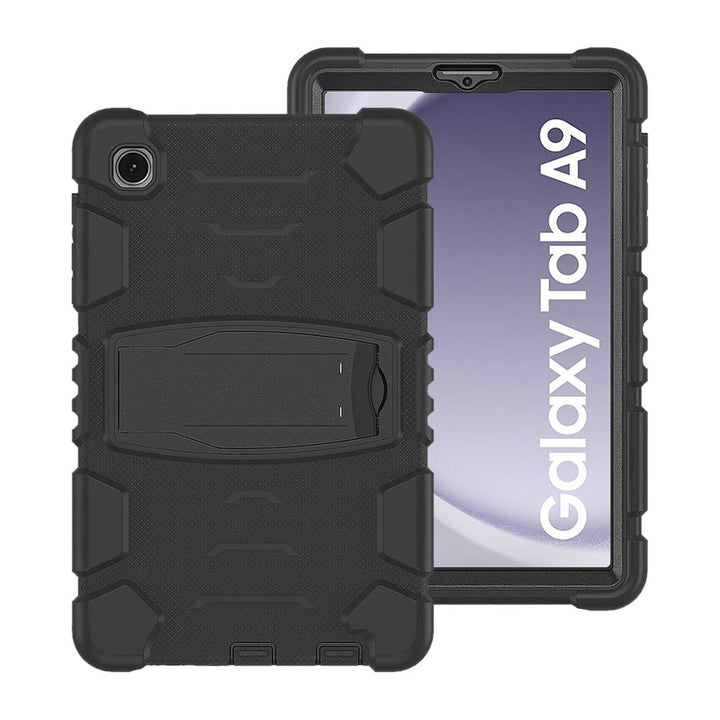 ARMOR-X Samsung Galaxy Tab A9 SM-X110 / SM-X115 shockproof case, impact protection cover. Rugged case with kick stand. Hand free typing, drawing, video watching.